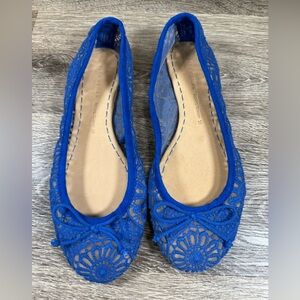 Zara Shoes Women 36 Blue Lace Ballet Flats US size‎ 5.5 Coquette Feminine Preppy
